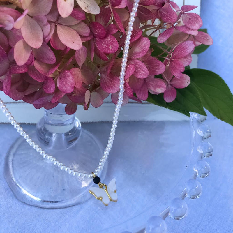 flowers pearl necklace classy cute  jewelry with natural stones